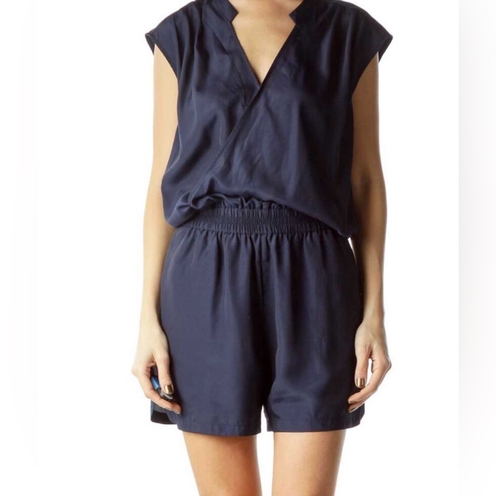 J. Crew Sleeveless Navy Blue V-Neck Romper